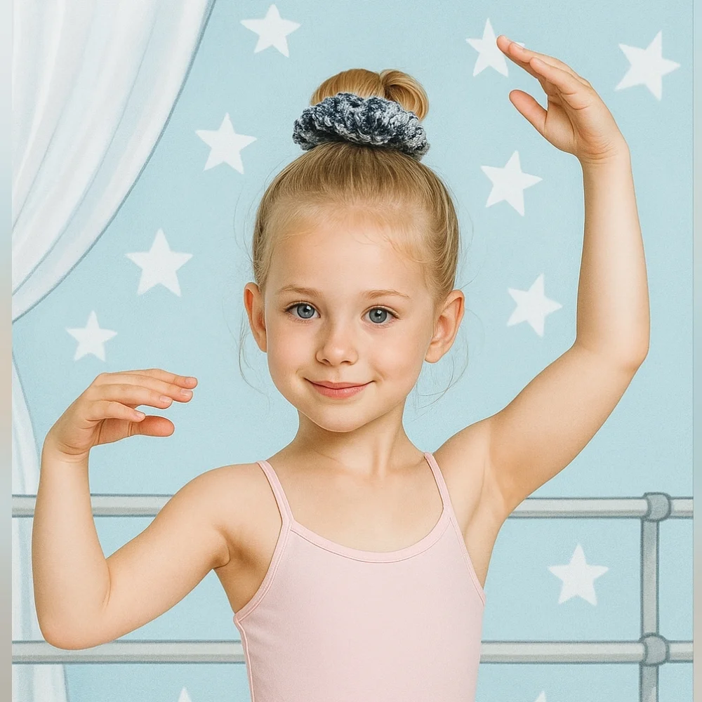 Handmade Tutu-Inspired Ballerina Knit Scrunchie Crochet gray New Hair Accessory